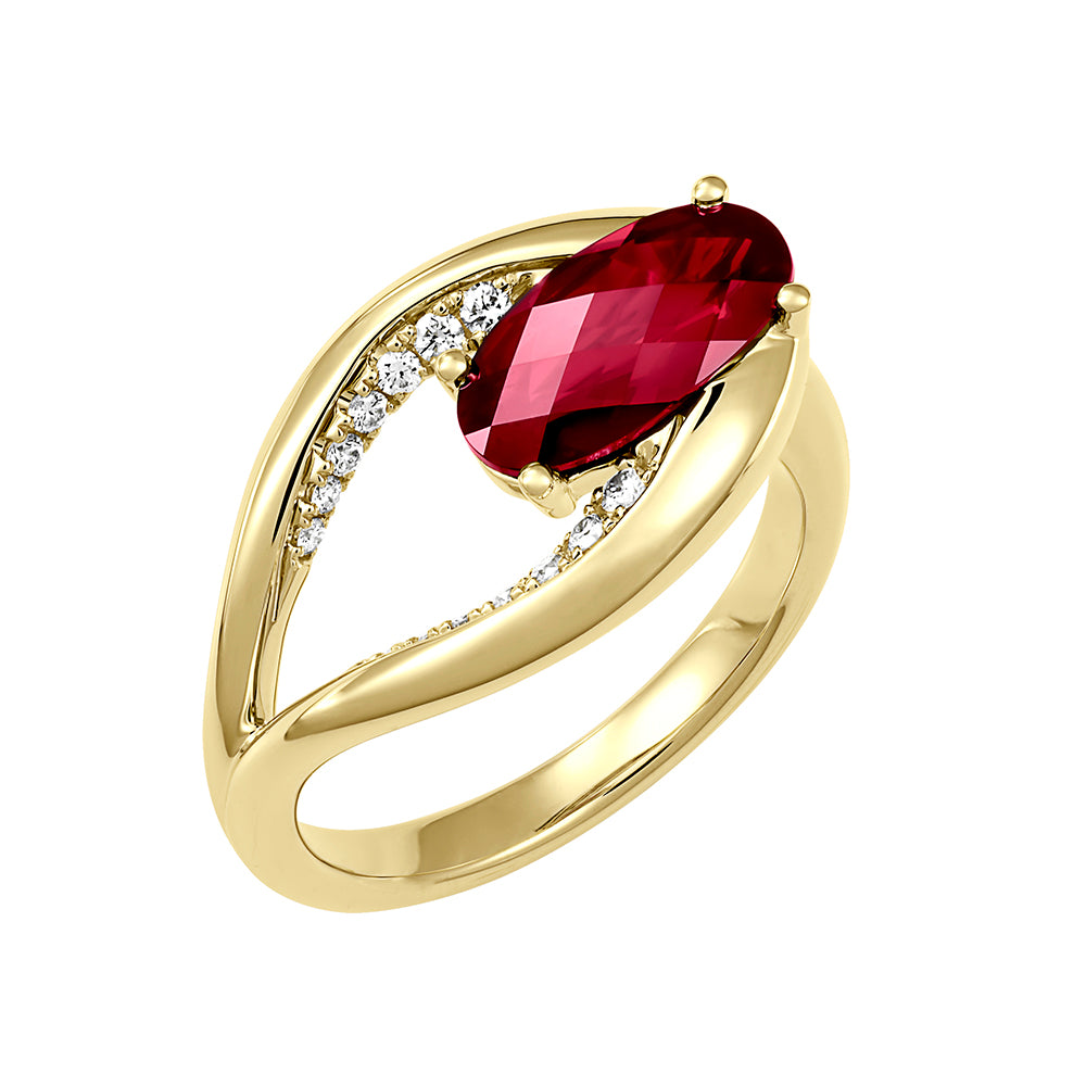 Red Ruby Ring in 14K Rose Gold with a Natural Diamond Halo in a Floral -  Ruby Lane